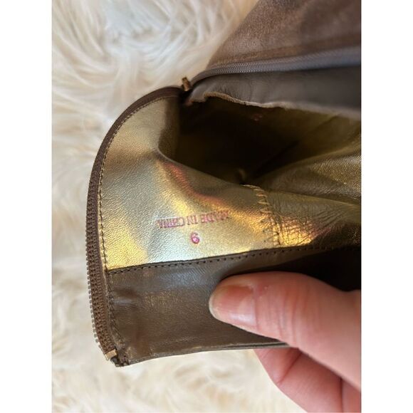 Elaine Turner platform bootie tan leather suede size 9 EUC - Picture 5 of 9
